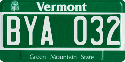 VT license plate BYA032