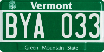 VT license plate BYA033
