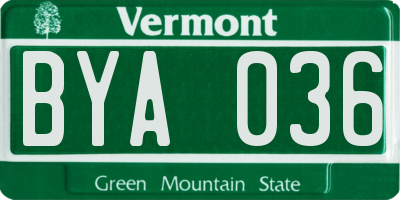 VT license plate BYA036