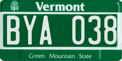 VT license plate BYA038