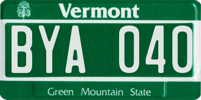 VT license plate BYA040