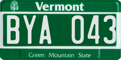 VT license plate BYA043