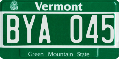 VT license plate BYA045