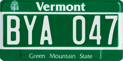 VT license plate BYA047