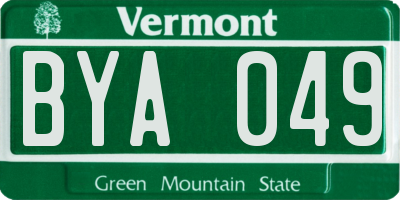 VT license plate BYA049