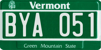 VT license plate BYA051