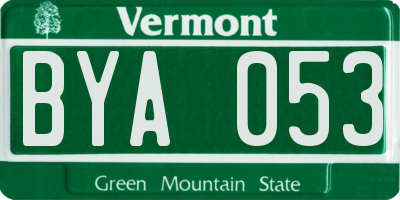 VT license plate BYA053