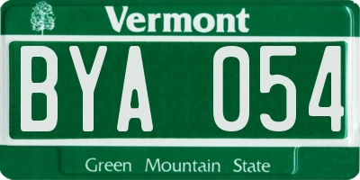 VT license plate BYA054