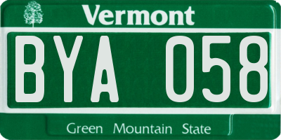 VT license plate BYA058