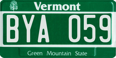 VT license plate BYA059