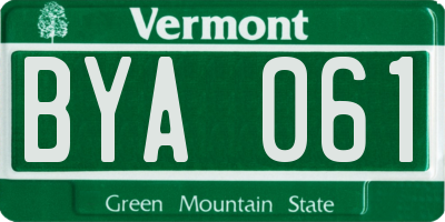 VT license plate BYA061