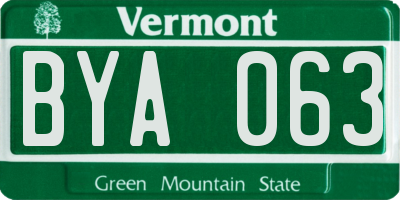 VT license plate BYA063