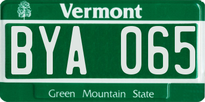 VT license plate BYA065