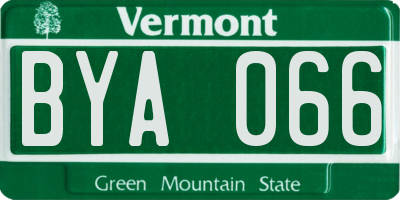 VT license plate BYA066
