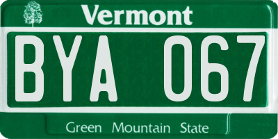 VT license plate BYA067