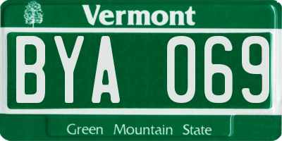 VT license plate BYA069