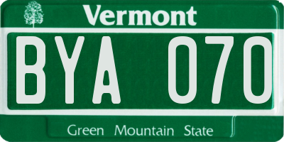 VT license plate BYA070