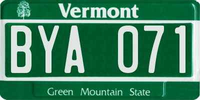 VT license plate BYA071