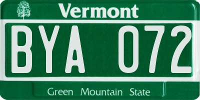 VT license plate BYA072