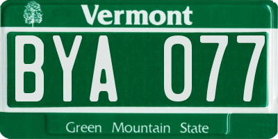 VT license plate BYA077