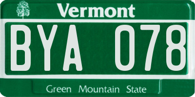 VT license plate BYA078