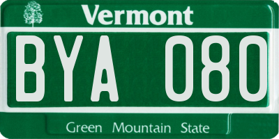 VT license plate BYA080