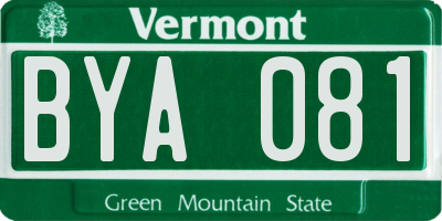 VT license plate BYA081