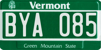 VT license plate BYA085