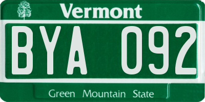 VT license plate BYA092