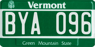 VT license plate BYA096