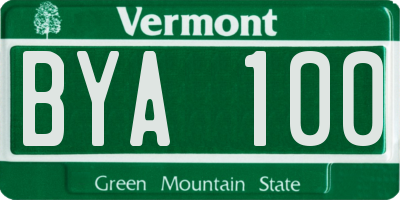 VT license plate BYA100