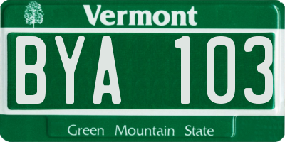 VT license plate BYA103
