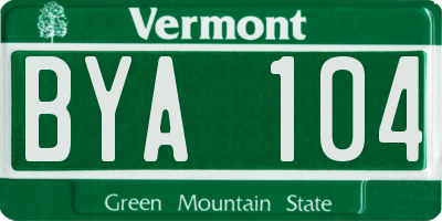 VT license plate BYA104