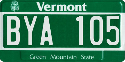VT license plate BYA105