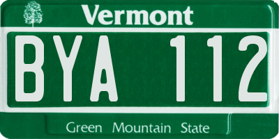 VT license plate BYA112
