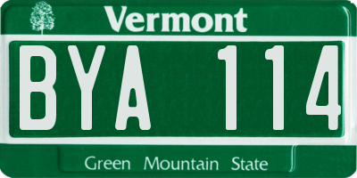 VT license plate BYA114