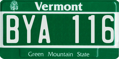 VT license plate BYA116