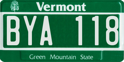 VT license plate BYA118