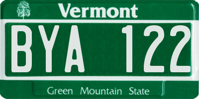 VT license plate BYA122