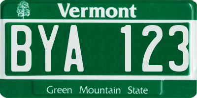 VT license plate BYA123