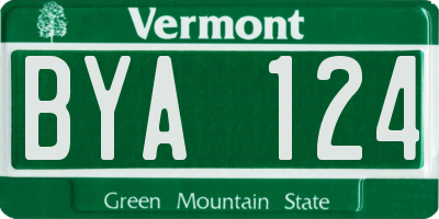 VT license plate BYA124