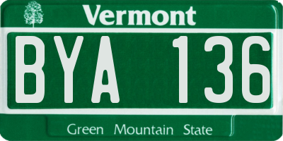 VT license plate BYA136