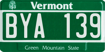 VT license plate BYA139