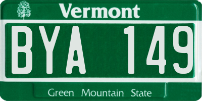 VT license plate BYA149