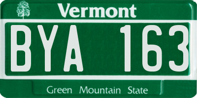 VT license plate BYA163