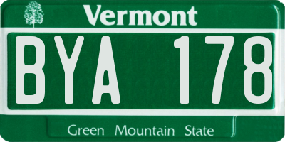 VT license plate BYA178