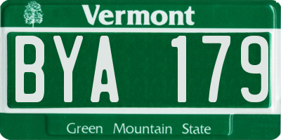 VT license plate BYA179