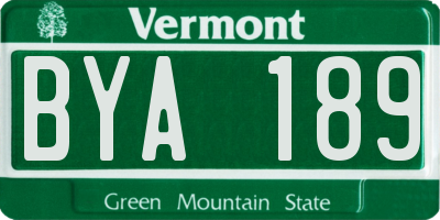 VT license plate BYA189