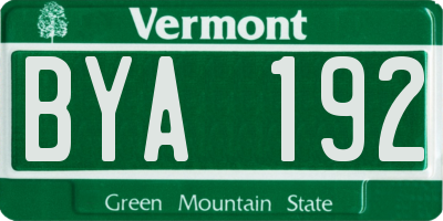 VT license plate BYA192
