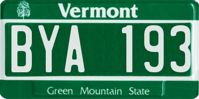 VT license plate BYA193